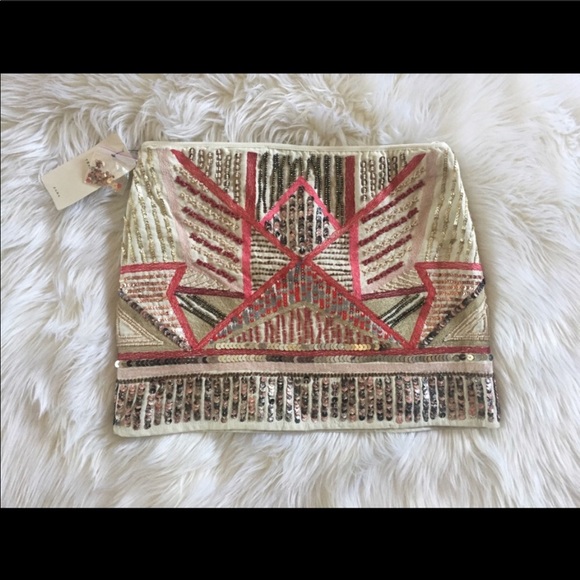New ZARA Graphic tribal pattern sequin skirt - Picture 6 of 8